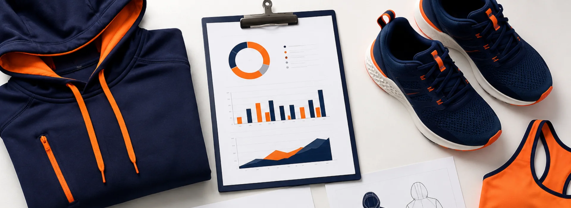 Fitness apparel branding strategy with performance products and market analytics.