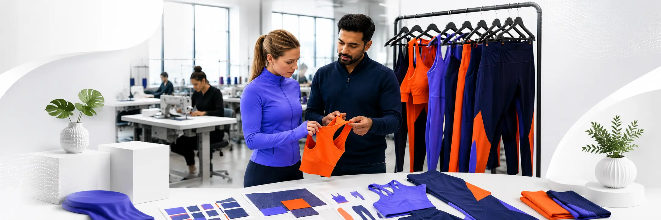 Custom activewear design and production planning .